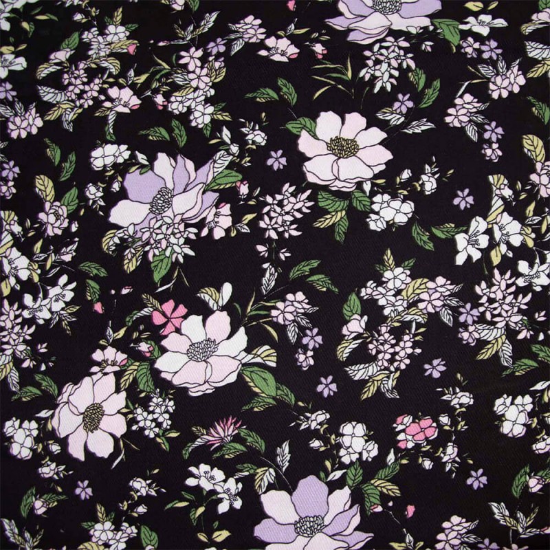 Stoff Viscose Twill Katia Pink Winter Flowers