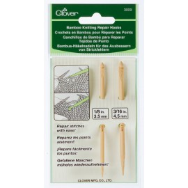 Ganchillos de bambu para reparar puntos - Clover